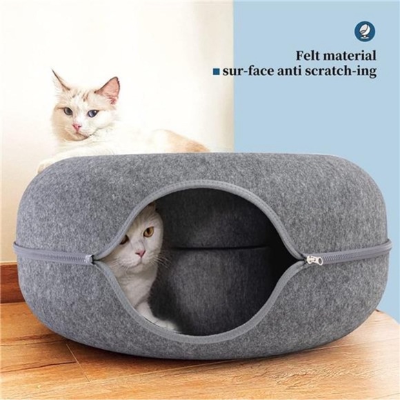 Cat Tunnel Bed, Indoor Cat Cave, Cat Tunnel, Large Cat House, Donut Cat Bed - Picture 7 of 8